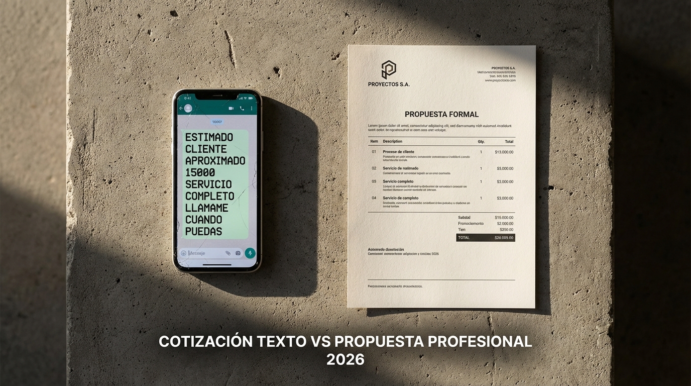 Cotización texto vs propuesta profesional 2026