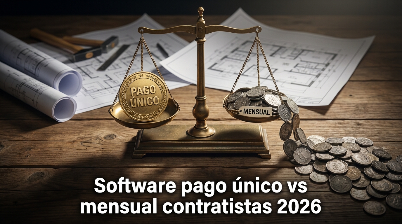 Software pago único vs mensual contratistas 2026